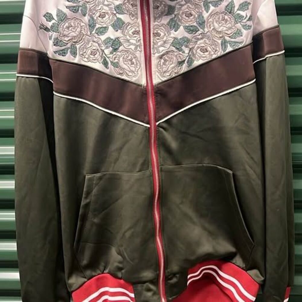 REASON Embroidered Rose Track Jacket - L